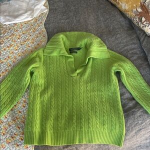 Ralph Lauren Bright Green Cable Knit Sweater
